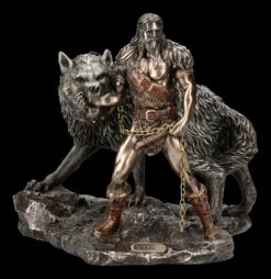 Tyr Figur Mit Fenriswolf - Gott Des Kampfes