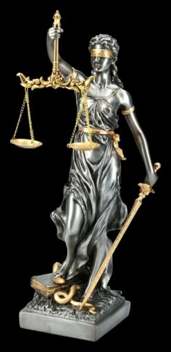Mittlere Justitia Figur - Göttin Der Gerechtigkeit - Silber Gold