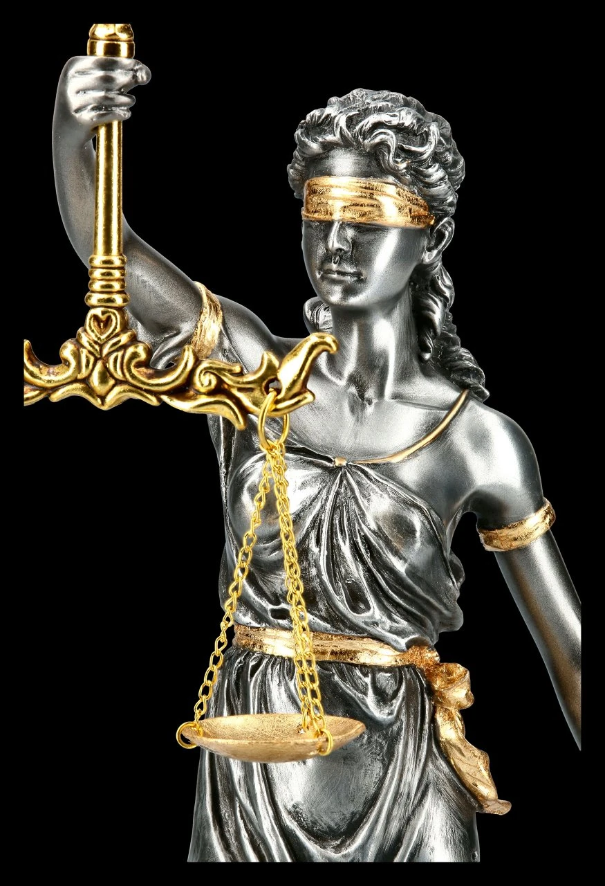 Mittlere Justitia Figur - Göttin der Gerechtigkeit - silber gold Mittlere Justitia Figur - Göttin Der Gerechtigkeit - Silber Gold -Veronese 2D FS13452 Mittlere Justitia Figur Goettin der Gerechtigkeit silber