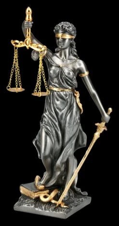 Kleine Justitia Figur - Göttin Der Gerechtigkeit - Silber Gold
