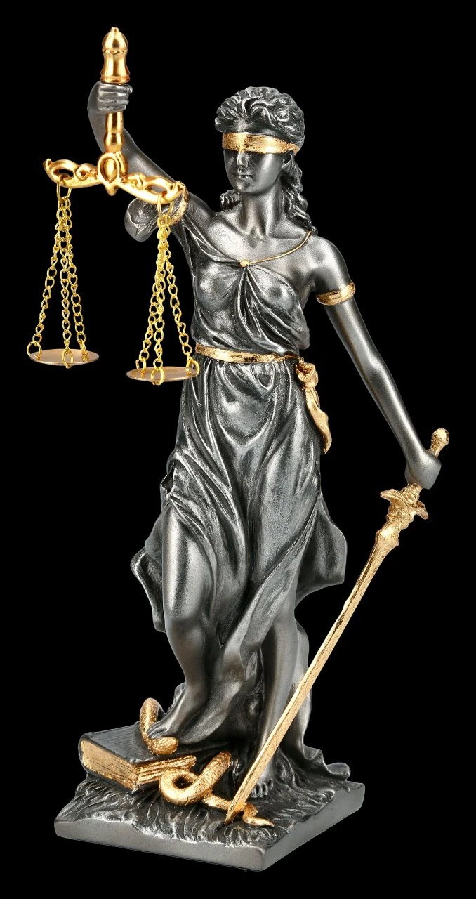 Kleine Justitia Figur - Göttin der Gerechtigkeit - silber gold Kleine Justitia Figur - Göttin Der Gerechtigkeit - Silber Gold -Veronese 2D FS13454 Kleine Justitia Figur Goettin der Gerechtigkeit silber