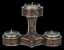 Teelichthalter - Thor's Hammer Mjolnir Bronziert