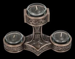 Teelichthalter - Thor's Hammer Mjolnir Bronziert -Veronese 2D FS24821 Teelichthalter Thors Hammer bronziert 7 1280x1280