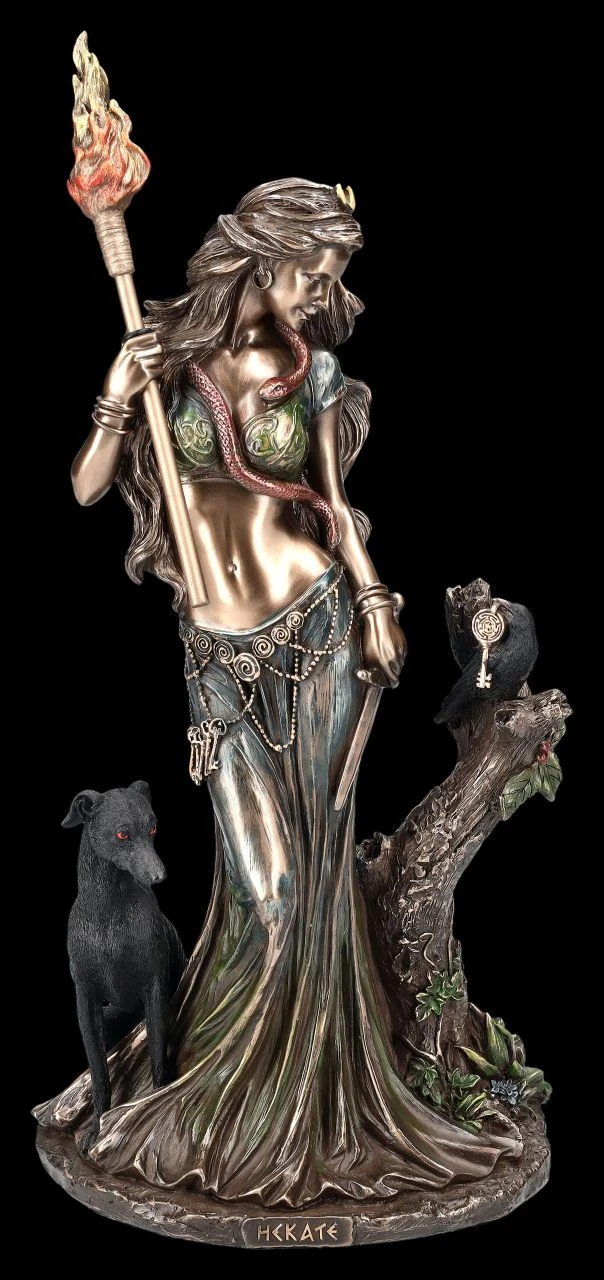 Hekate Figur mit Fackel, Hund und Rabe Hekate Figur Mit Fackel, Hund Und Rabe -Veronese 2D FS25094 Hekate Figur mit Fackel Hund und