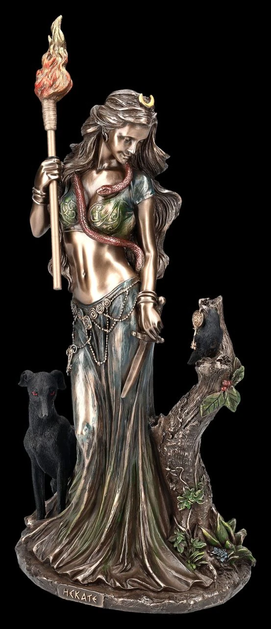 Hekate Figur mit Fackel, Hund und Rabe Hekate Figur Mit Fackel, Hund Und Rabe -Veronese 2D FS25094 Hekate Figur mit Fackel Hund und