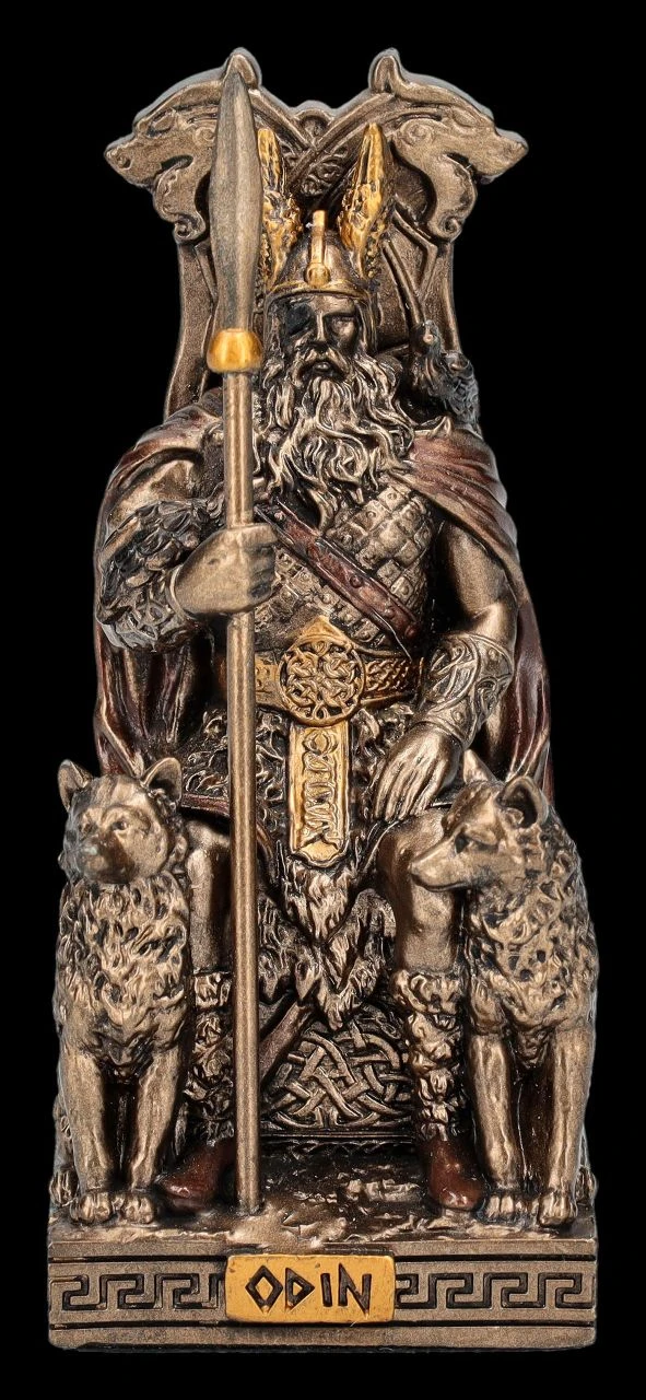 Odin Figur klein auf Thron mit Wölfen Odin Figur Klein Auf Thron Mit Wölfen -Veronese 2D FS25961 Odin Figur klein auf Thron mit W
