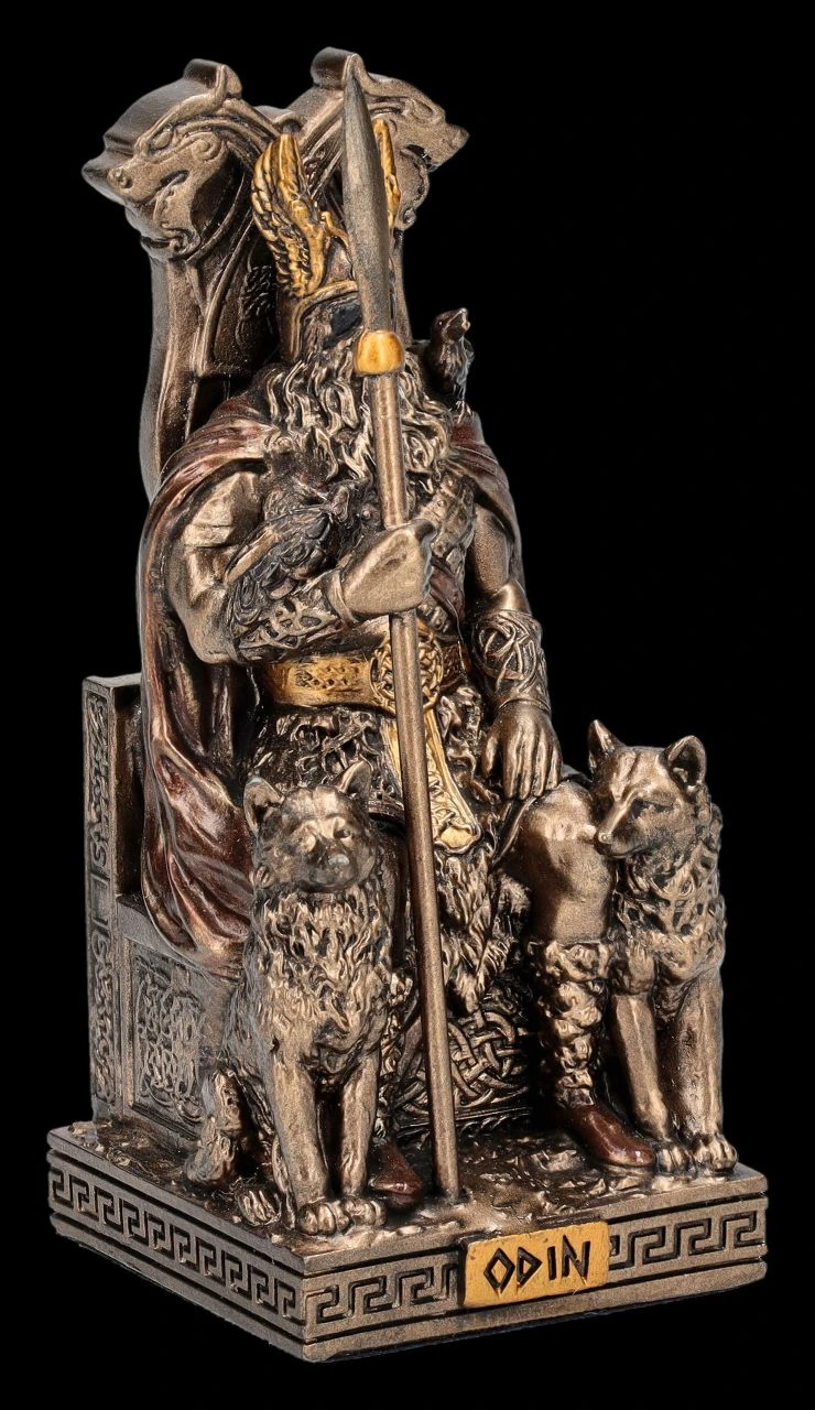Odin Figur klein auf Thron mit Wölfen Odin Figur Klein Auf Thron Mit Wölfen -Veronese 2D FS25961 Odin Figur klein auf Thron mit W