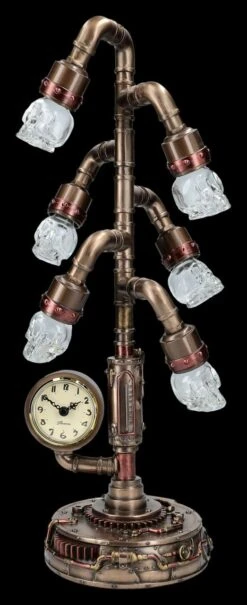 Tischlampe Steampunk Mit 6 LED Schädeln
