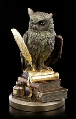 Eulen Figur Auf Büchern Mit Goldener Feder -Veronese Eulen Figur Sitzend Auf Buechern Mit Goldener Feder 3 1280x1280