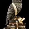 Eulen Figur Auf Büchern Mit Goldener Feder