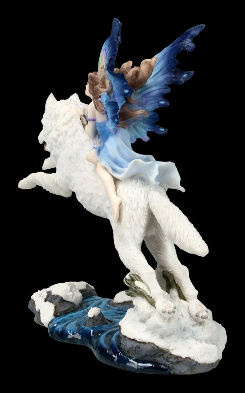 Schmetterlings-Elfe reitet auf Wolf - Free Spirit Schmetterlings-Elfe Reitet Auf Wolf - Free Spirit -Veronese FS13436 Schmetterlings Elfe reitet auf Wolf Free