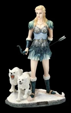 Skadi Figur Mit Wölfen - Nordische Winter Göttin