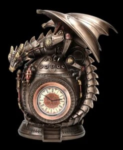 Tischuhr Steampunk Drache Mit Tresor