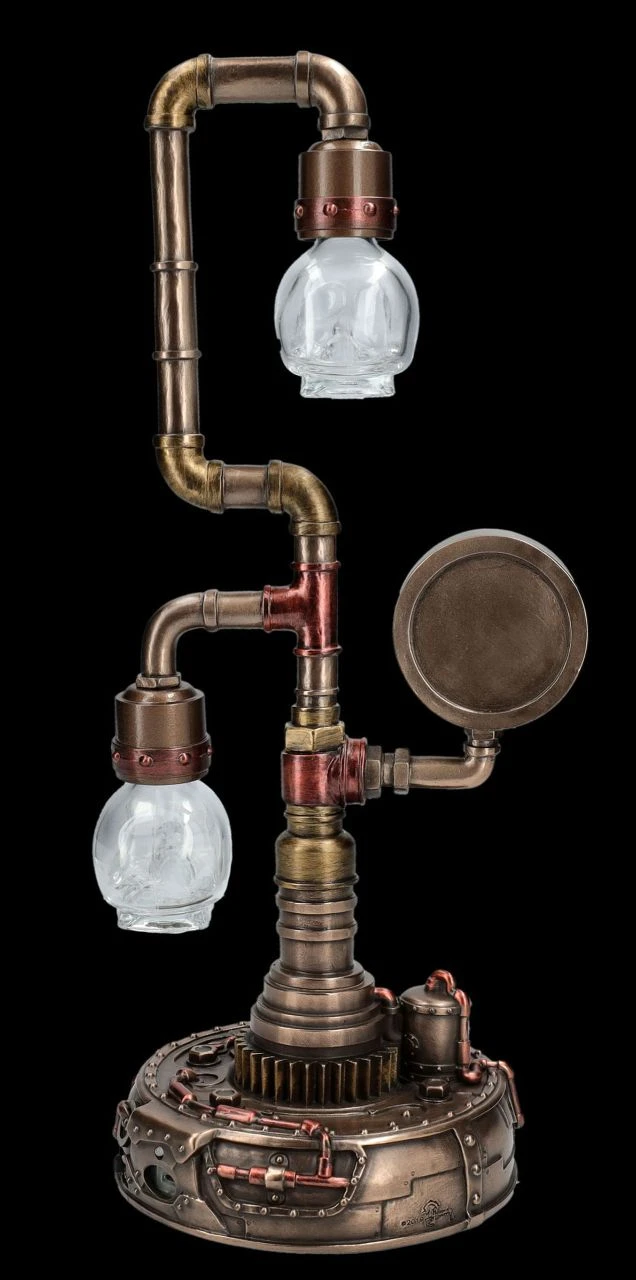 Tischlampe Steampunk mit 2 LED Schädeln Tischlampe Steampunk Mit 2 LED Schädeln -Veronese FS26063 Tischlampe Steampunk mit LED Sch