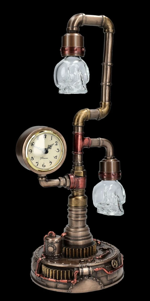 Tischlampe Steampunk mit 2 LED Schädeln Tischlampe Steampunk Mit 2 LED Schädeln -Veronese FS26063 Tischlampe Steampunk mit LED Sch