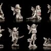 Zinn Elfen Figuren Mit Kristallen - 8er Set