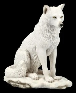 Weiße Wolf Figur - Sitzend