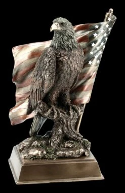 Adler Figur Sitzt Vor US Flagge