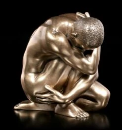 Männliche Akt Figur - Am Boden Mit Angezogenem Bein