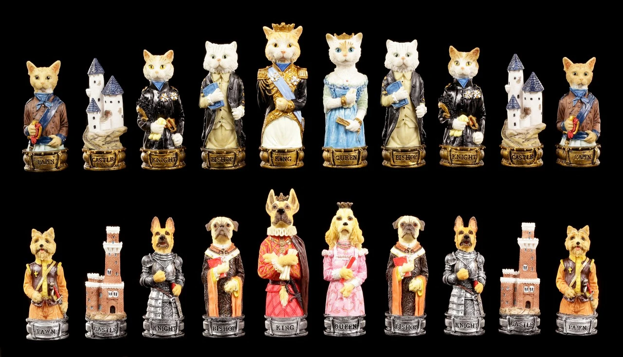 Schachfiguren Set - Hunde vs. Katzen Schachfiguren Set - Hunde Vs. Katzen -Veronese Schachfiguren Set Hunde vs Katzen