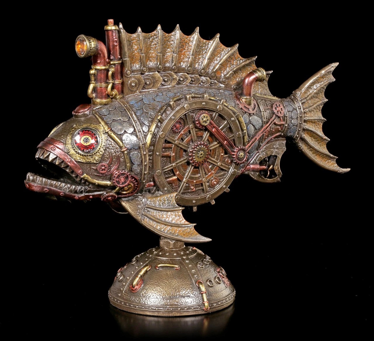 Steampunk Piranha Figur mit LED Steampunk Piranha Figur Mit LED -Veronese Steampunk Piranha Figur Mit